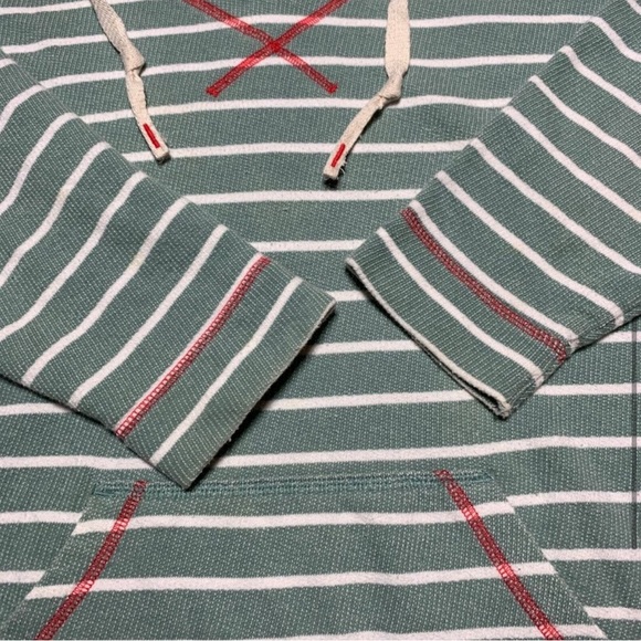 Columbia Hoodie Pullover Women's XL Green White Striped Sweatshirt Pockets - Picture 6 of 11